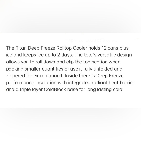 Titan Kitchen Arctic Zone Titan Deep Freeze 8qt Roll Top Cooler Bag